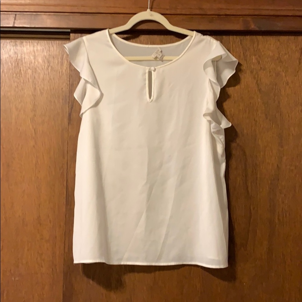 White J.Crew flutter sleeve blouse